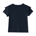 thumbnail image 4 of Grblisyd Girls' V-Neck Ruffle Top Casual Cute T Shirts Loose Fit Short Sleeve Tops Tees Beach Vacation Solid Tops Blouses Navy 2-3Y, 4 of 6