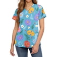 thumbnail image 2 of Fabrcox Easter Women Scrub Tops Egg Cute Animals Print Womens Tops Workwear with Pocket Short Sleeve V Neck Stretch Nursing Uniforms S-5XL, 2 of 4