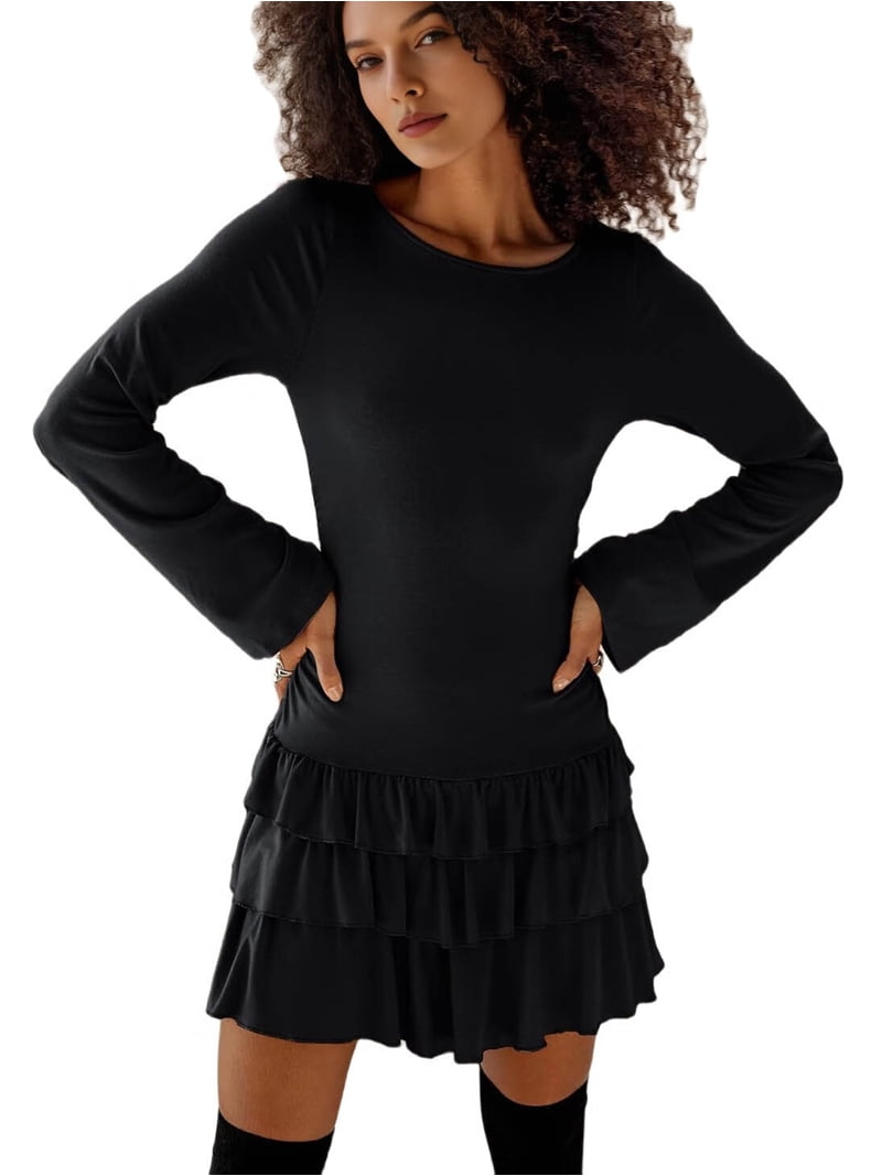 button long sleeve dress Women's Black, Long-Sleeve Form-Fitted Dress Shirt