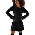 thumbnail image 3 of Women'S Long Sleeve Mini Dress Boat Neck Ruffle Bodycon Mini Flowy Cocktail Party Dresses Black L, 3 of 9