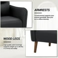 thumbnail image 6 of Modern Faux Leather Accent Club Chair Upholstered Armchair Living Room Single Sofa Wood Legs Black, 6 of 9