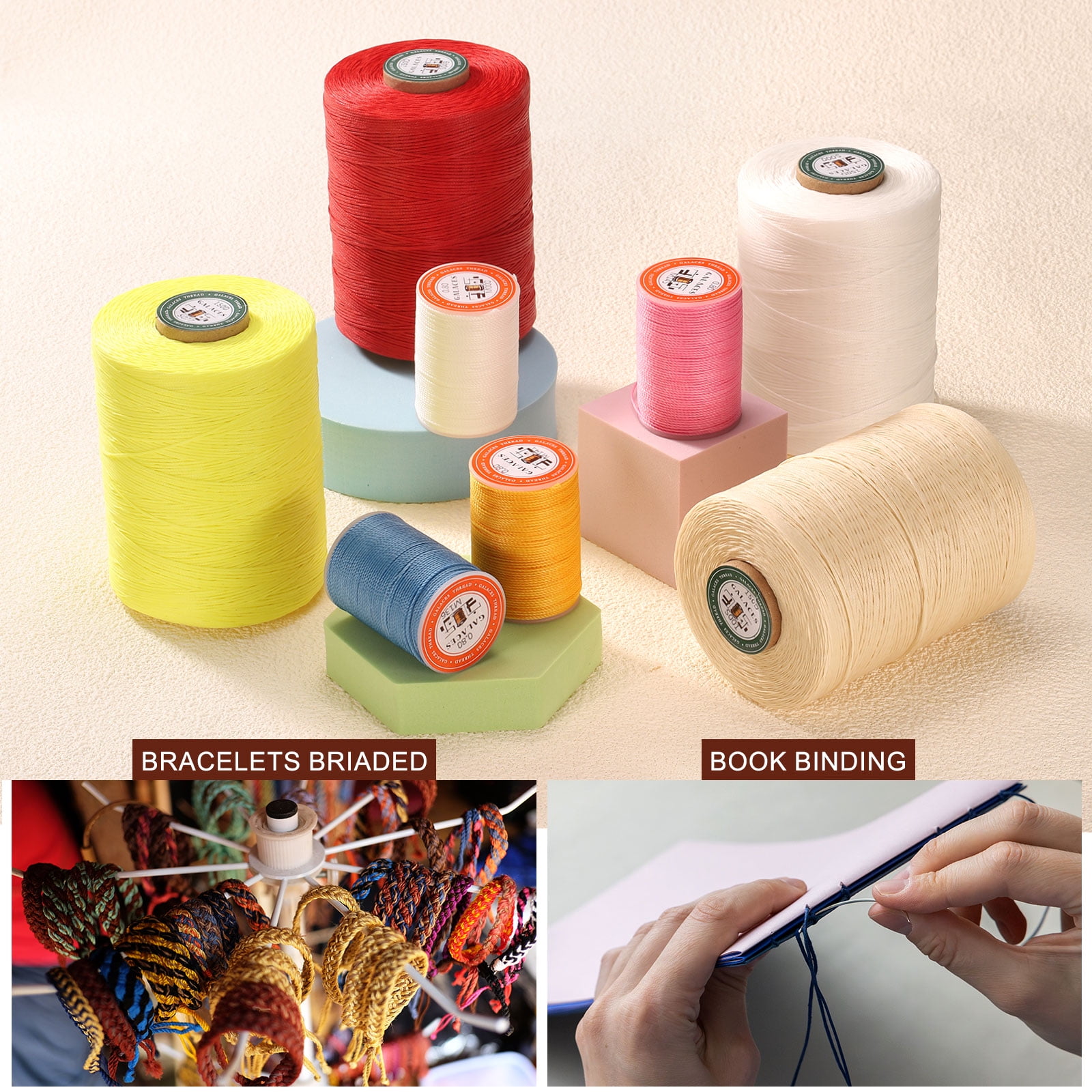 Uxcell Flat Leather Sewing Waxed Thread, 780m / 853 Yards Wax Polyester String, 0.8mm Waxed Cord for Crafts, Dark Brown