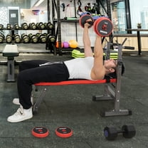 Adjustable Folding Multifunctional Workout Station Weight Bench with Squat Rack for Home Gym, Bench Press, and Weightlifting-Red