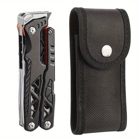 17-in-1 Multitool Pliers Foldable with Nylon Pouch Essential Camping Hiking Survival Gear Ideal Gift for Valentine Father Husband Day