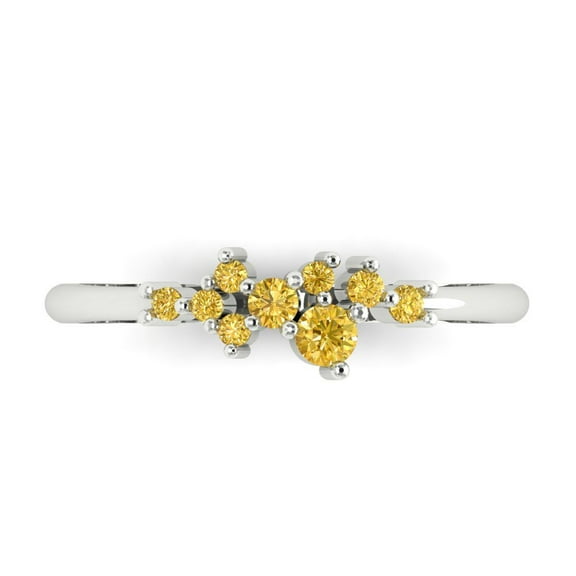 0.17 ctw Wedding Band for Women - 18K White Gold Natural Citrine Stackable Eternity Ring