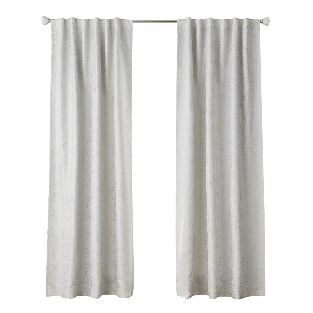 Better Homes & Gardens Abstract Textured Blackout Curtain Panel, 1 Panel, Soft Silver, 50" x 108"