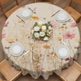 thumbnail image 3 of Round Tablecloth Pink Yellow Vintage Flowers Waterproof Oil Proof Polyester Table Cloth Cover Decor for Home Dining Outdoor,Patio,Parties, 54" Dia. Rustic Watercolor Floral, 3 of 9