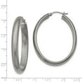 thumbnail image 2 of Stainless Steel Polished Textured Oval Hoop Earrings, 2 of 7
