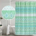thumbnail image 4 of Teal Green Boho Shower Curtain Set - Extra Long 72" x 96" Washable Bathtub Curtain with 12 Hooks, Vintage Ethnic Tribe Abstract Art Waterproof Fabric Stall Shower Curtains for Bathroom/Bathtub Décor, 4 of 6