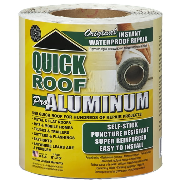 Quick Roof 6 in. W X 25 ft. L Aluminum Self Stick Waterproof Repair Kit Silver