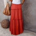 thumbnail image 6 of Kixjoy Long Skirts for Women Elastic High Waisted Maxi Skirts Casual Drawstring A-Line Tiered Skirt Holiday Basic Flowy Fashion Womens Western Clothing, Saffron S, 6 of 7