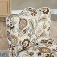 thumbnail image 5 of LUCKHAO  Retro Single Chair with Flower Pattern and Wave-Shape Edge, Flannel Upholstered Armless Sofa Chair with Seat Cushion and Pillow for Living Room, Bedroomc, 5 of 9