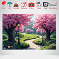 thumbnail image 6 of LUUFILx Cherry Blossom Themed Background, Pink Flower Decorations with Butterflies Banner, Spring Party Decor Backdrop, 6 of 7