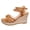 Khaki, variant on Women's Platform Wedge Sandals Bow Strappy Open Toe Double Ankle Buckle Strap High Heels
