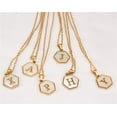 thumbnail image 3 of PAURO Women's Stainless Steel 26 Letter Necklace Hexagon White Shell Accessories with Chain Gold U, 3 of 4
