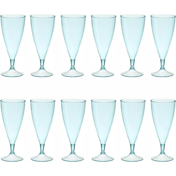 missunny-12 Pack Plastic Champagne Flutes, 5.5 Oz Plastic Champagne Glasses Disposable Mimosa Glasses Cups,Champagnes Glasses For Wedding,Party,New Year Or Christmas Cocktail Cups,Blue Bulk