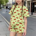 thumbnail image 2 of Zynoxe Girls Two Piece Sets Fashion Printed Short Sleeve T-shirts and Elastic Waist Shorts Sets Summer Flowy Loose Fit Ventilate Lounge Sets Green4 4-5 Years, 2 of 6