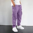 thumbnail image 2 of WERYOUNG Kids Cargo Pants With Pockets Elastic Waist Wide Leg Trousers Boys Girls Back To School Pants 5-6 Years, 2 of 5