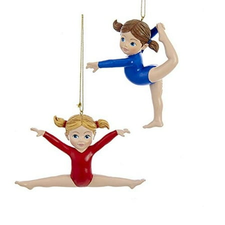 Girl 2 Ornament - 1 Set of 2 Little Gymnastics Girl Resin Ornaments