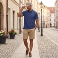 thumbnail image 5 of Men's Polo Shirt Short Sleeve Collared Button Placket Classic Fit Lightweight Casual Golf Polo Shirt, 5 of 7