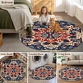 thumbnail image 6 of Bohemia Flower Round Area&nbsp;Rug 3.3ft Vintage Boho Ethnic Farmhouse Orange Floral Pattern Non-Slip&nbsp;Washable Circle Rugs Soft Felt Indoor Floor Mat for Bedroom Kitchen Living Room Bathroom, 6 of 9