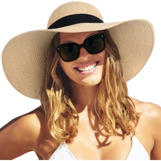 NEW! MAGID Woven Packable UPF 50+ Sun Protection Sun Hat. New Magid Hats Brown Black UPF 50+ Striped Straw Sun Hat One  main image 4