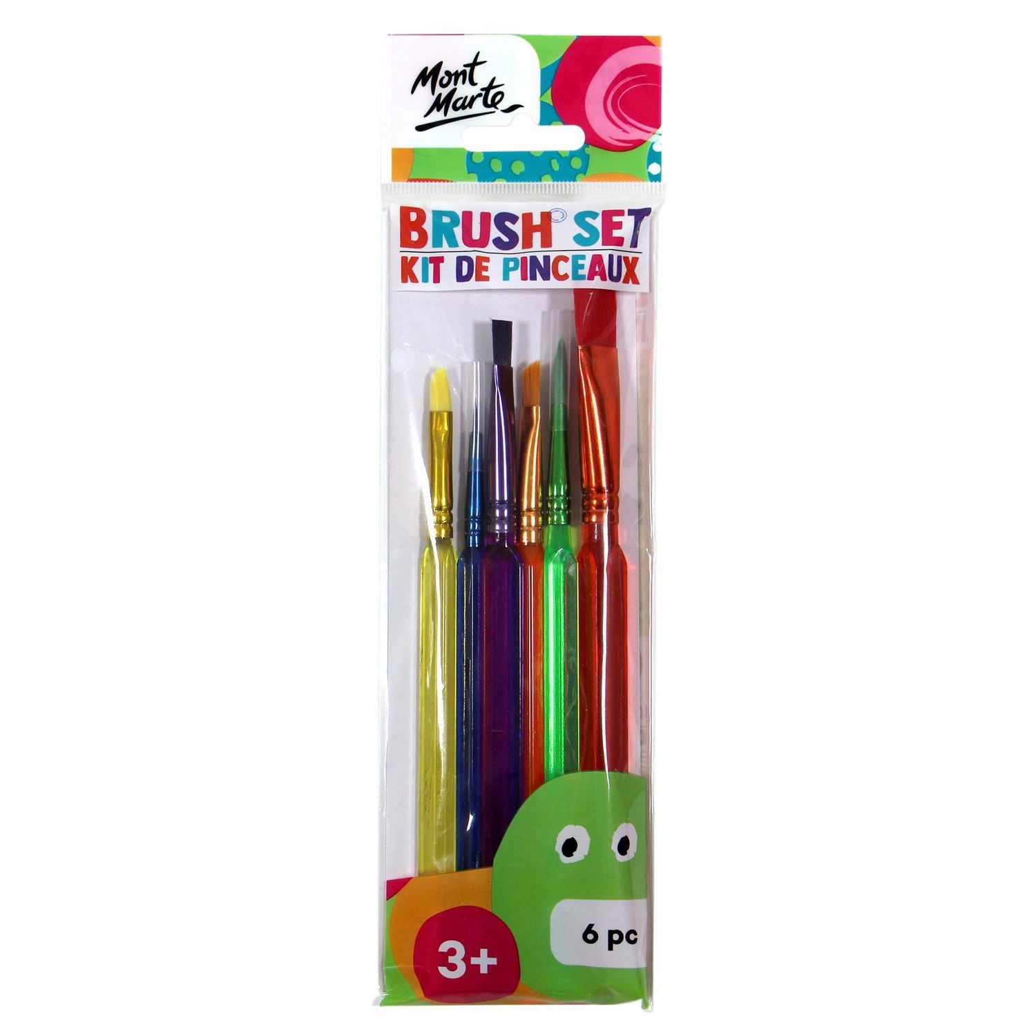 MONT MARTE Colourful Brush Set with Tri-Grip Handles for Kids (Ages 3+), 6 pieces