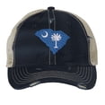thumbnail image 4 of South Carolina Cap - Distressed State Flag Design - Vintage Palmetto State Trucker Strapback Hat (Brown), 4 of 7