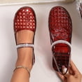 thumbnail image 4 of Jelly Sandals for Women, Stylish Transparent Jelly Shoes Comfortable Breathable Mesh Closed Toe Slip on Beach Slides with Rhinestones Strap, 37, 4 of 6