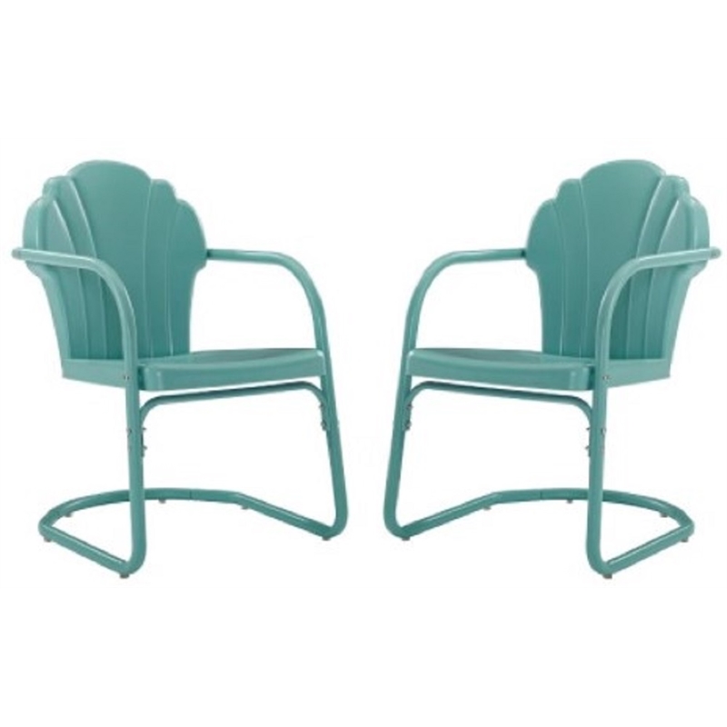 Home Square 2 Piece UVresistant Metal Patio Chair Set in Blue