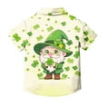 thumbnail image 4 of Boys St Patricks Day Shirt with Gnome & Shamrock Print, Short Sleeve Button Down, Comfortable Stretch Fabric, Sizes 2T-14Y,Size 2 T, 4 of 7