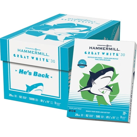 - Hammermill, HAM86700, Great White Recycled Copy Paper, 5000 / Carton, White