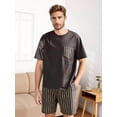 thumbnail image 3 of NKZNKZ Men's Pajama Set Lightweight Sleepwear Sets Crew Neck Short Sleeve and Shorts blue SIZE L, 3 of 8