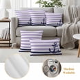 thumbnail image 6 of Pack of 2 Outdoor Pillow Covers 18x18 Inch Waterproof Anchor Purple Throw Pillow Covers,Decorative Couch Pillow Case Sham Modern Navy Blue White Striped Nautical Patio Pillowcases Cushion Cover, 6 of 8