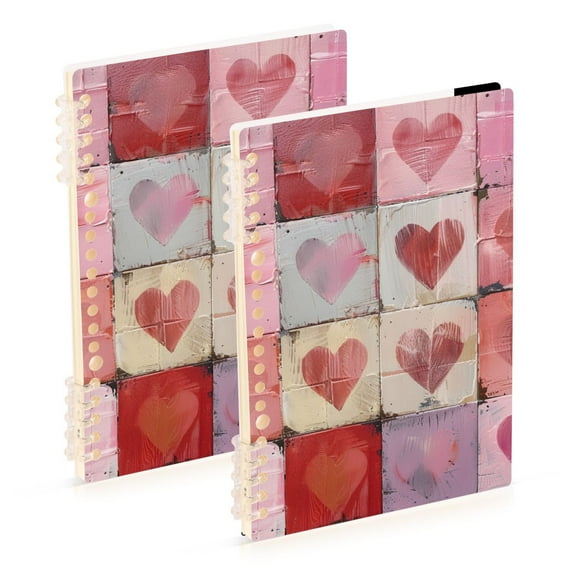 Pretty Pink Hearts Ring Binder Notebook Journey Note Diary College Ruled Spiral Notebook Study Loose Leaf Paper A5 60 Pages