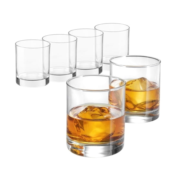 Bormioli Rocco Cortina Set of 6 Small Whiskey Glasses. Lowball Glasses, 6 Oz Weighted Bottom Short Glass Tumbler - Rocks Glass for Scotch or Bourbon Glassware, Made In Italy