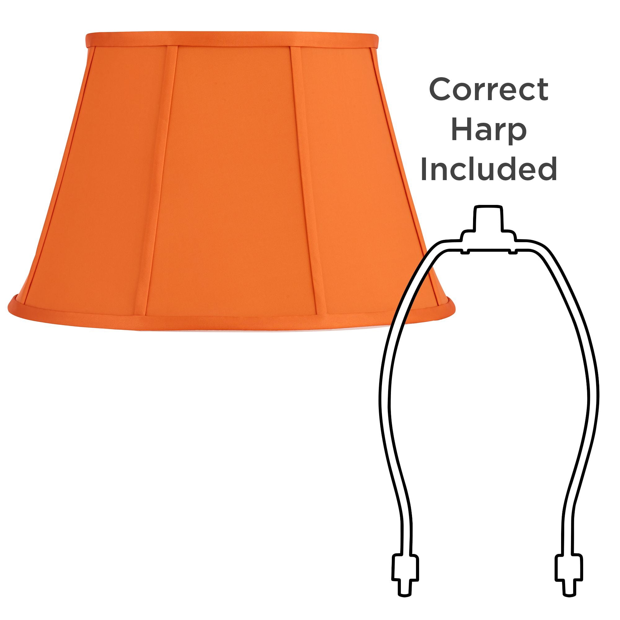 Springcrest Mapo 11" Top x 17" Bottom x 11" High x 11" Slant Lamp Shade Replacement Cantaloupe Bell Softback Washer Harp Finial