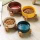 thumbnail image 3 of Cuencos de cerámica para perros y gatos Laklulu con soporte de madera, base antideslizante, plato para comida y agua para mascotas con peso, 3 of 5
