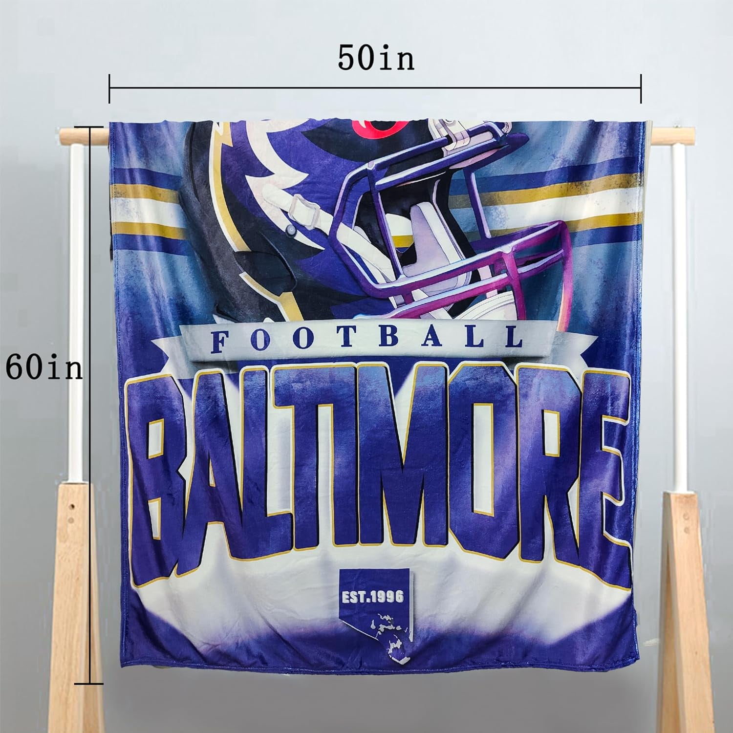 Baltimore Football Blanket Classic Sherpa Double Layer Fabric Warm Blankets, Soft Flannel Throw Blankets for Football Fans Gifts 60" X 50"