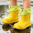 thumbnail image 3 of Otqutp Toddler Boys Girls Rain Boots Kids Color Block Waterproof Rubber Mid Calf Booties Adjustable Drawstring Cuff Non Slip Rain Shoes, 3 of 5
