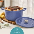 thumbnail image 2 of The Pioneer Woman 7 qt Blue Enameled Cast Iron Dutch Oven with Lid, 2 of 12
