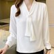 thumbnail image 1 of Camisas holgadas,Suéter de cuello en V para mujer, jersey informal de manga larga, tejido de poliéster suave, versátil para uso diario, sopatenor, 1 of 6