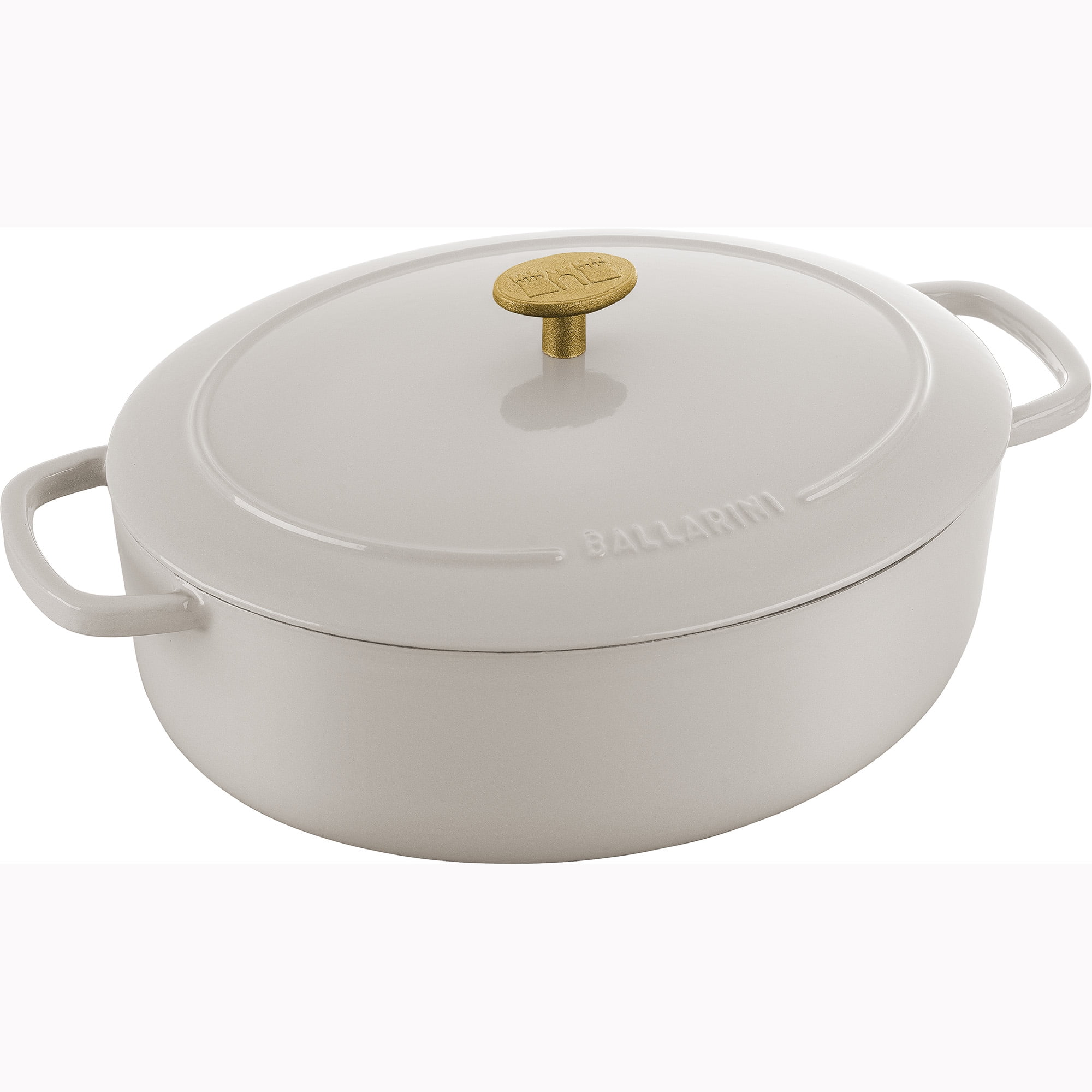 Ballarini Bellamonte Cast Iron 4.75qt Oval Dutch Oven Crema White