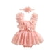 thumbnail image 1 of Conjunto de verano para bebé niña, pelele de malla con bordado floral y diadema con lazo, 2 piezas., 1 of 9
