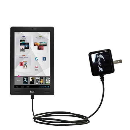 Gomadic Intelligent Compact AC Home Wall Charger suitable for the Kobo Arc - High output power with a convenient, foldable plug design - Uses TipExcha