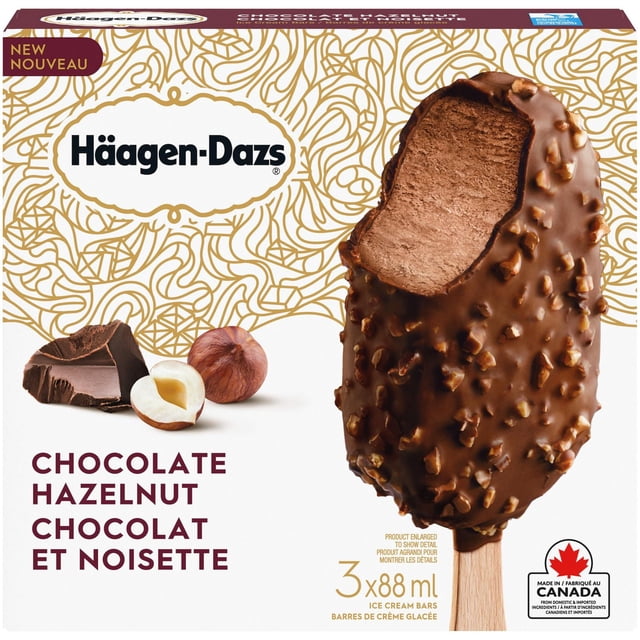 HAAGEN-DAZS Chocolate Hazelnut Ice Cream Bars, 3 x 88 ml