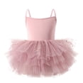 thumbnail image 1 of Combinaison de Danse Ballet pour Filles, Robe d'Entraînement Sans Manches en Sequins et Maille avec Bretelles Réglables, Rose, Taille 120 cm, 1 of 4
