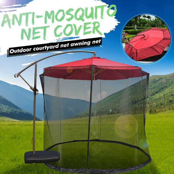 Patio Umbrella Mosquito Nets Polyester Mesh With Zipper Door And Adjustable Rope Fits 8 10ft Umbrellas And Patio Tables Walmart Com Walmart Com