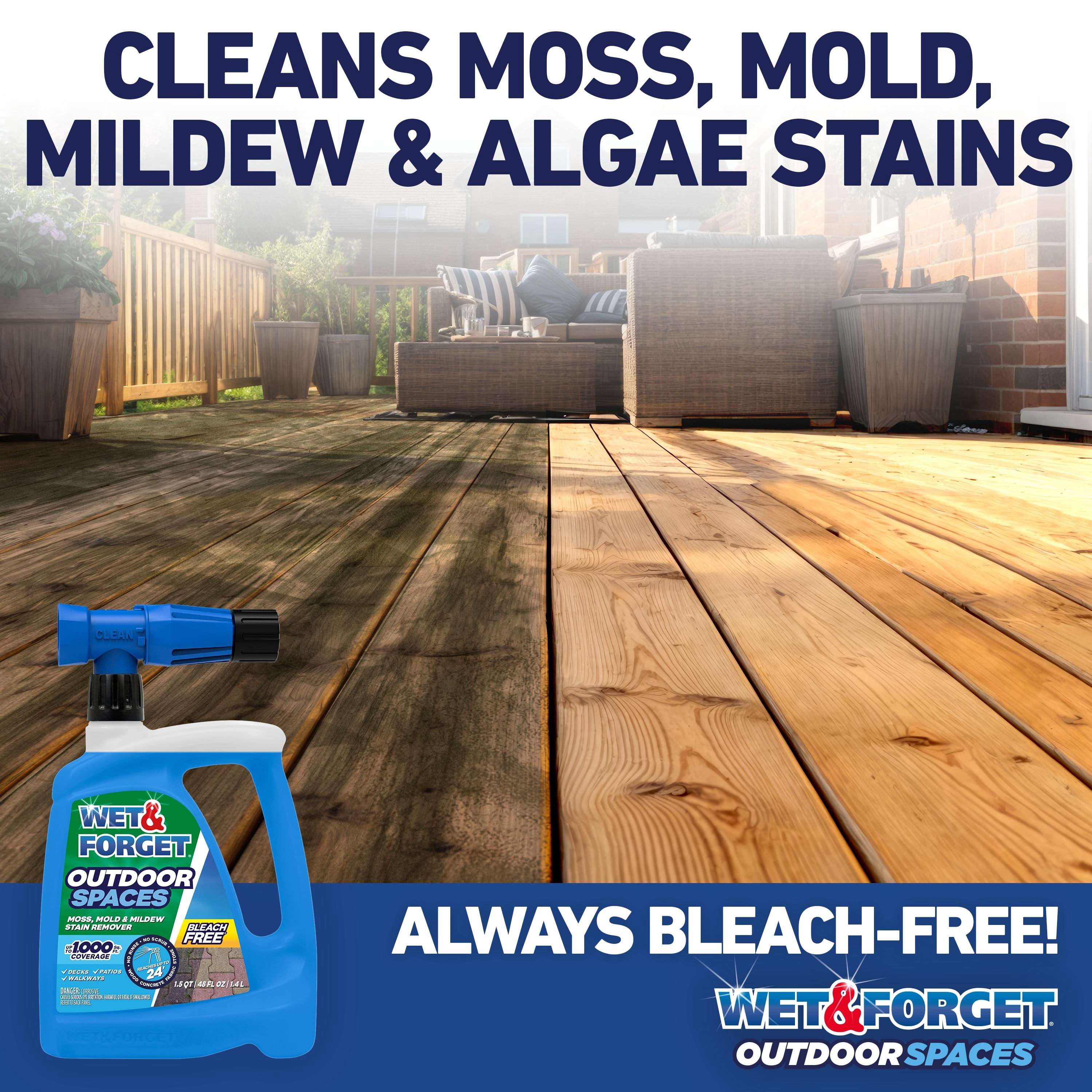 Wet & Forget Outdoor Spaces Moss, Mold, Mildew, and Algae Stain Remover Spray, 48 oz