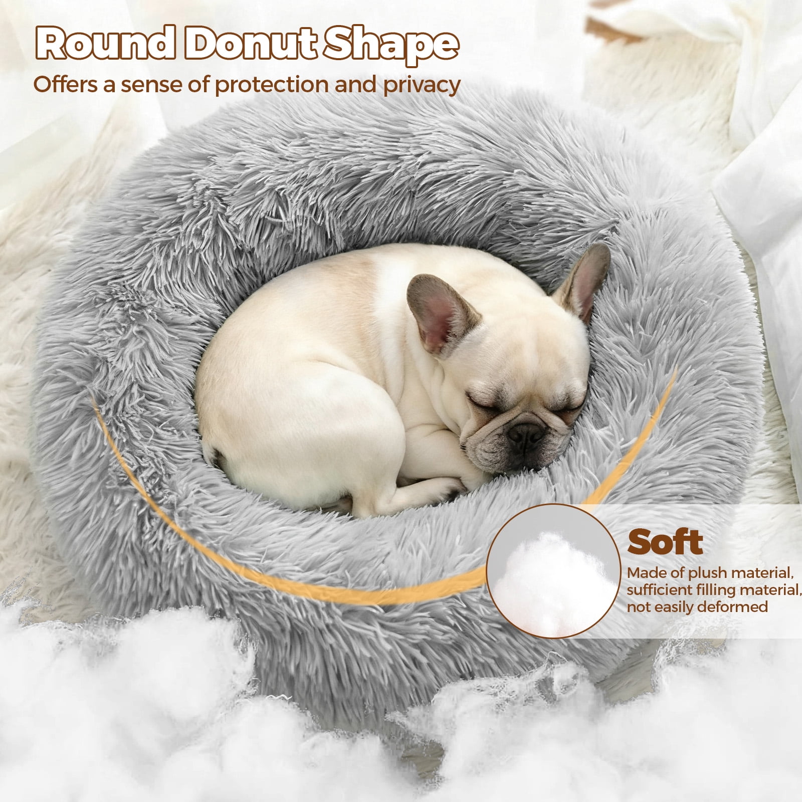 YARRAMATE Dog & Cat Bed, Washable and Anti-Slip Plush Pet Sleeping Mat, Comfort Round Pet Bed for Large Dogs (24"x24"x8")
